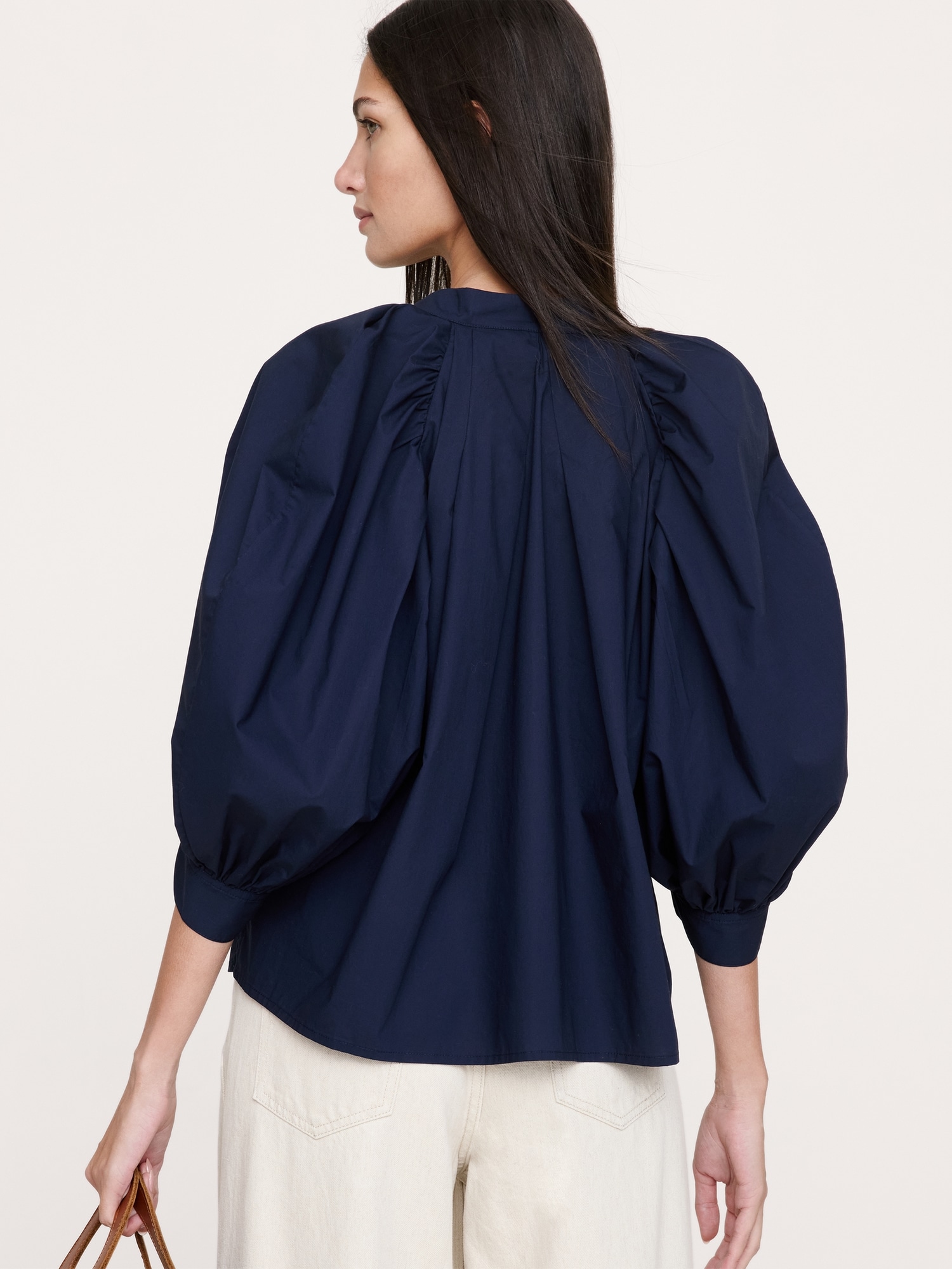 Image number 8 showing, Cotton Poplin Split-Neck Top