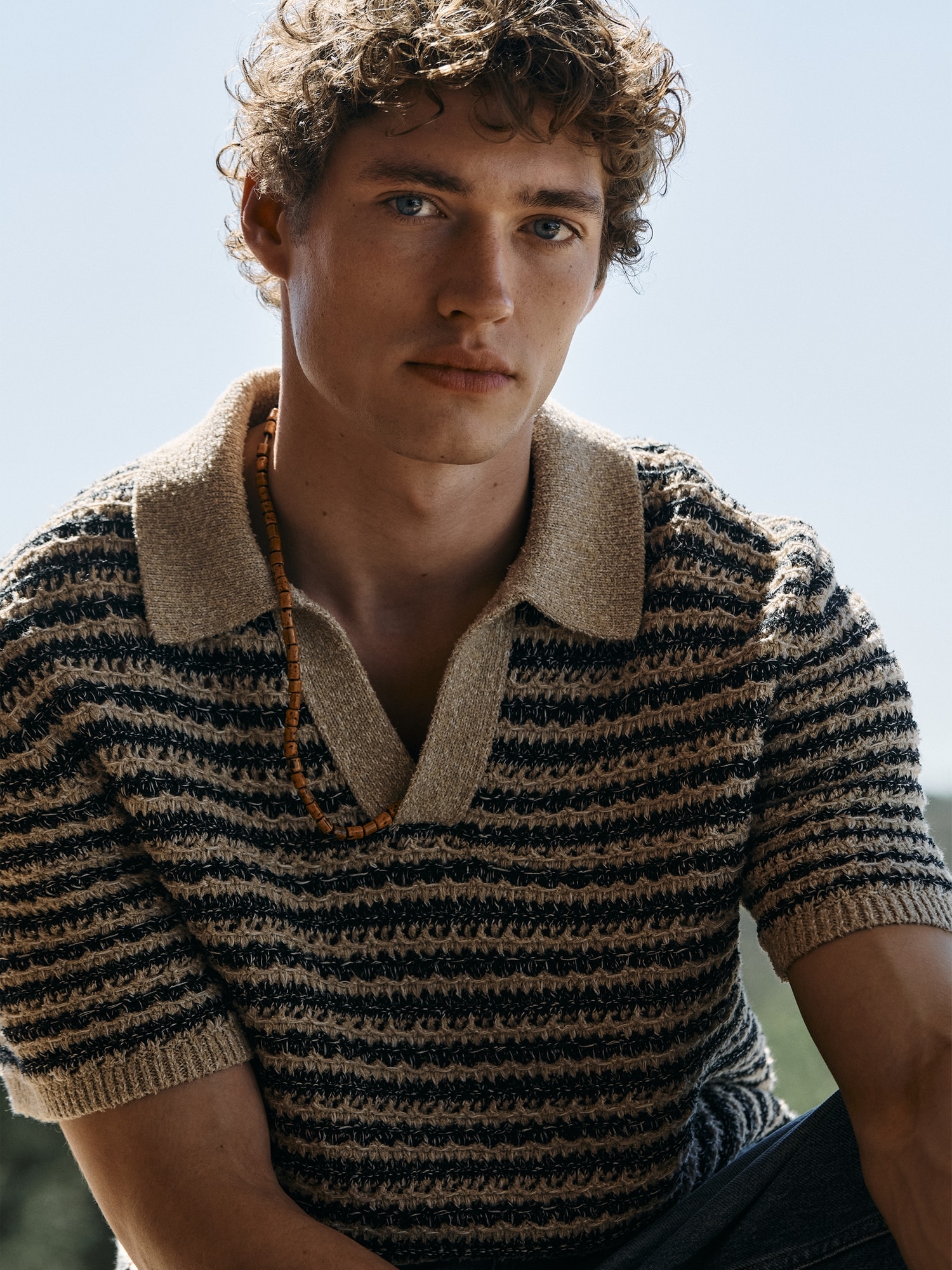 Image number 6 showing, Cotton-Blend Bouclé Stripe Sweater Polo