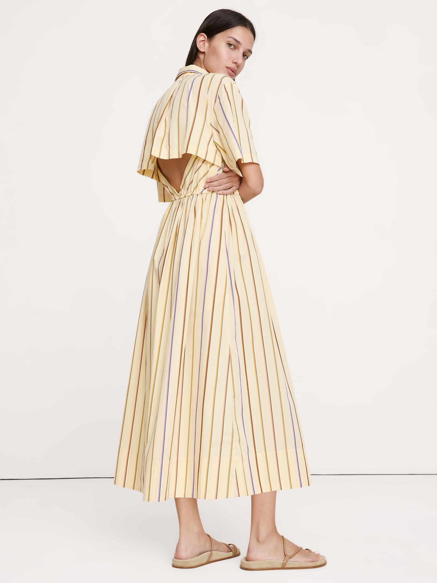 Image number 5 showing, Poplin Open-Back Shirt Dress