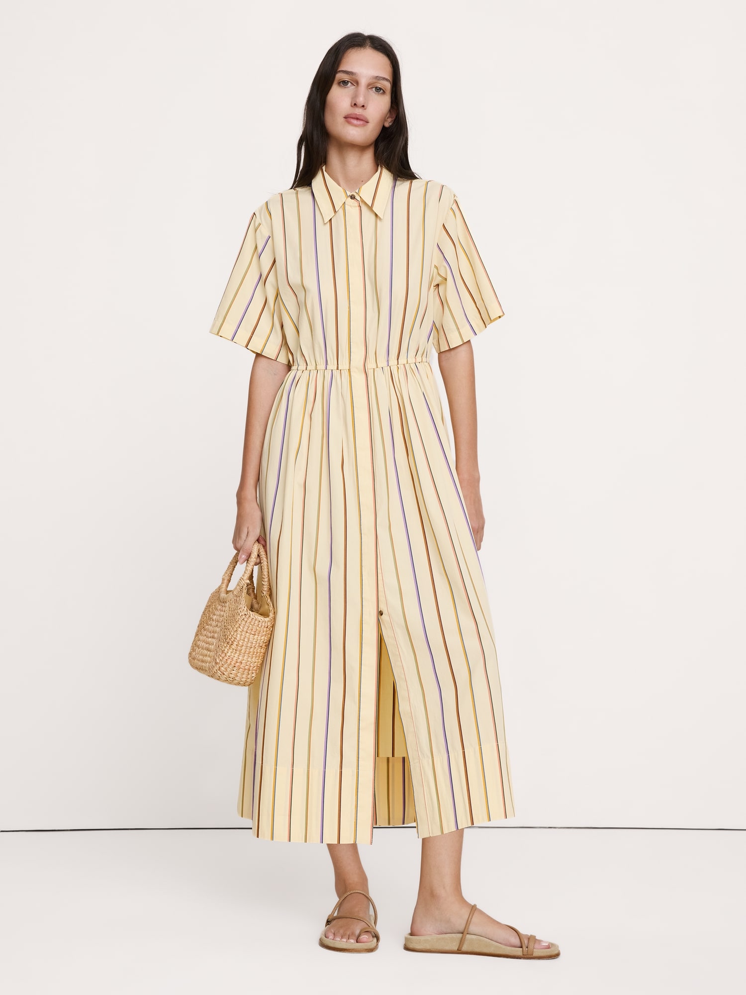 Image number 6 showing, Poplin Open-Back Shirt Dress