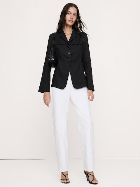 BLAZER EN LIN À FRANGES