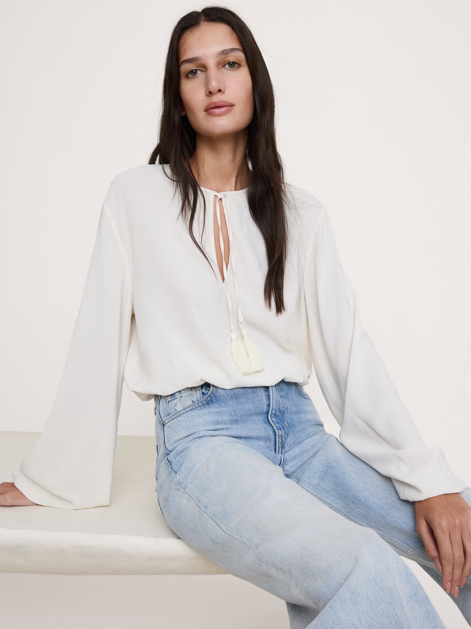 Image number 7 showing, Georgette Tie-Neck Blouse