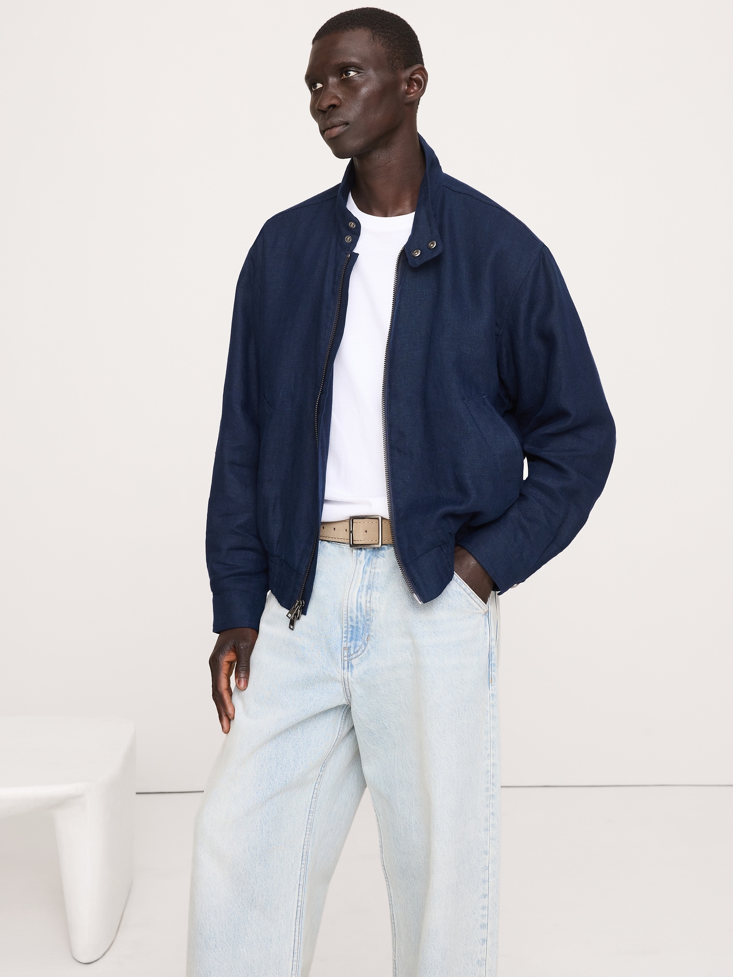 Image number 3 showing, Linen Harrington Jacket