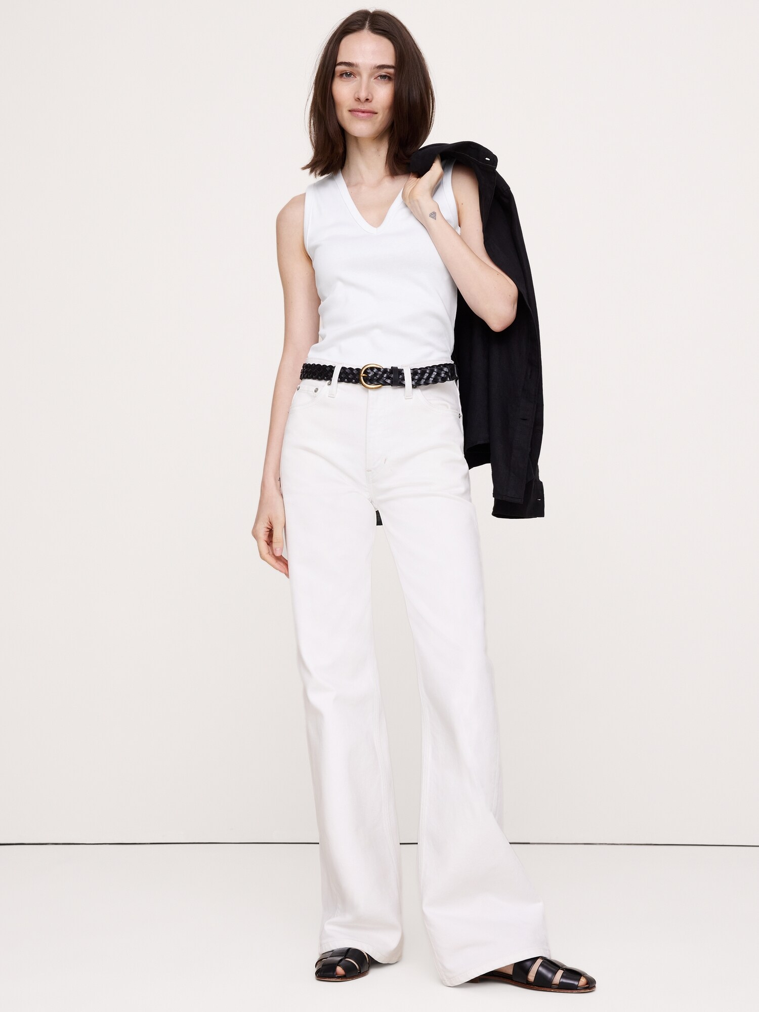 Image number 1 showing, Minimalist Cotton V-Neck Tank