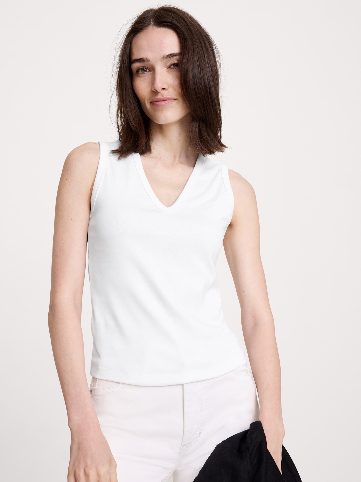 Image number 3 showing, Minimalist Cotton V-Neck Tank