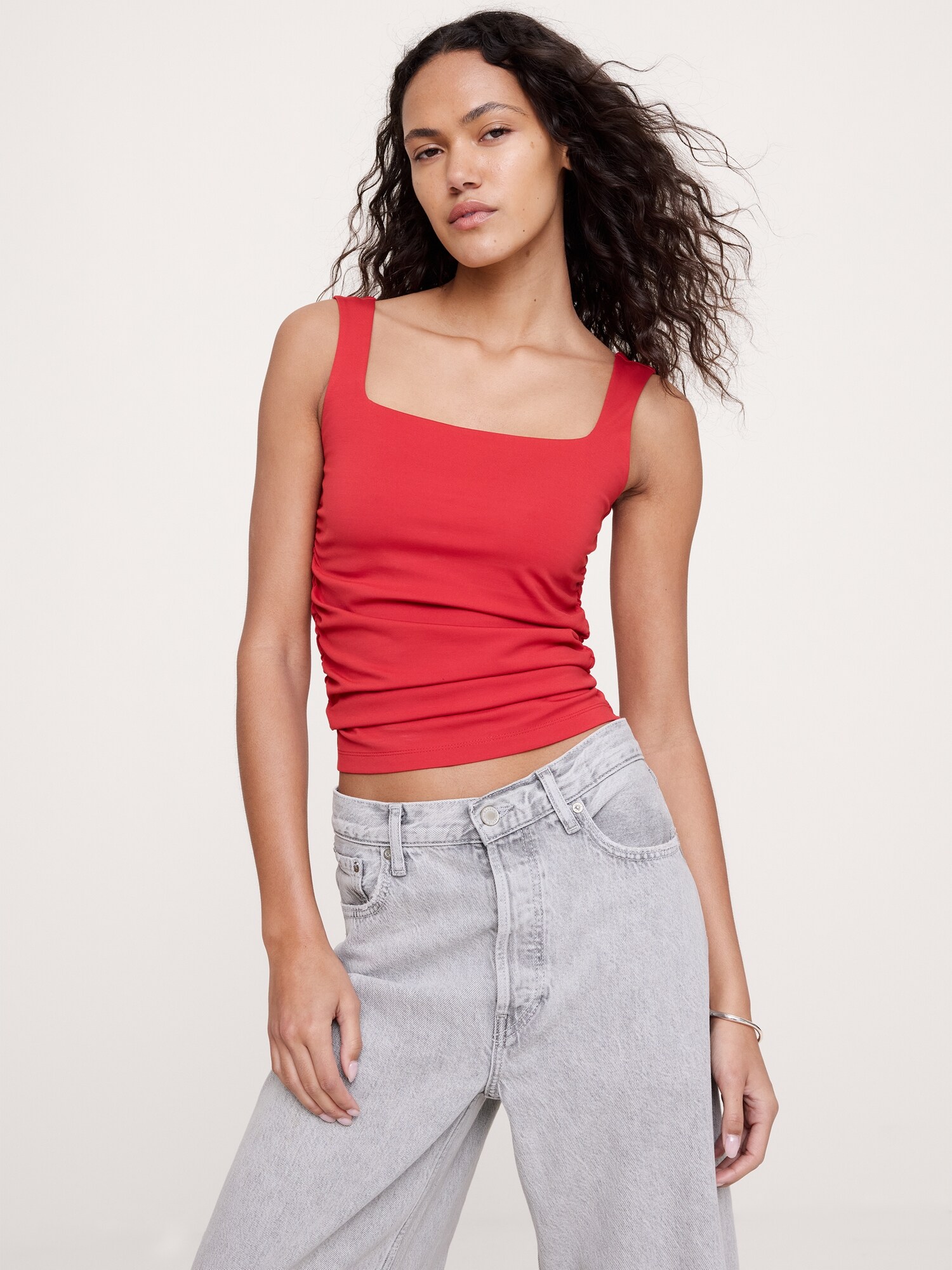 Image number 1 showing, Square-Neck Ruched Top