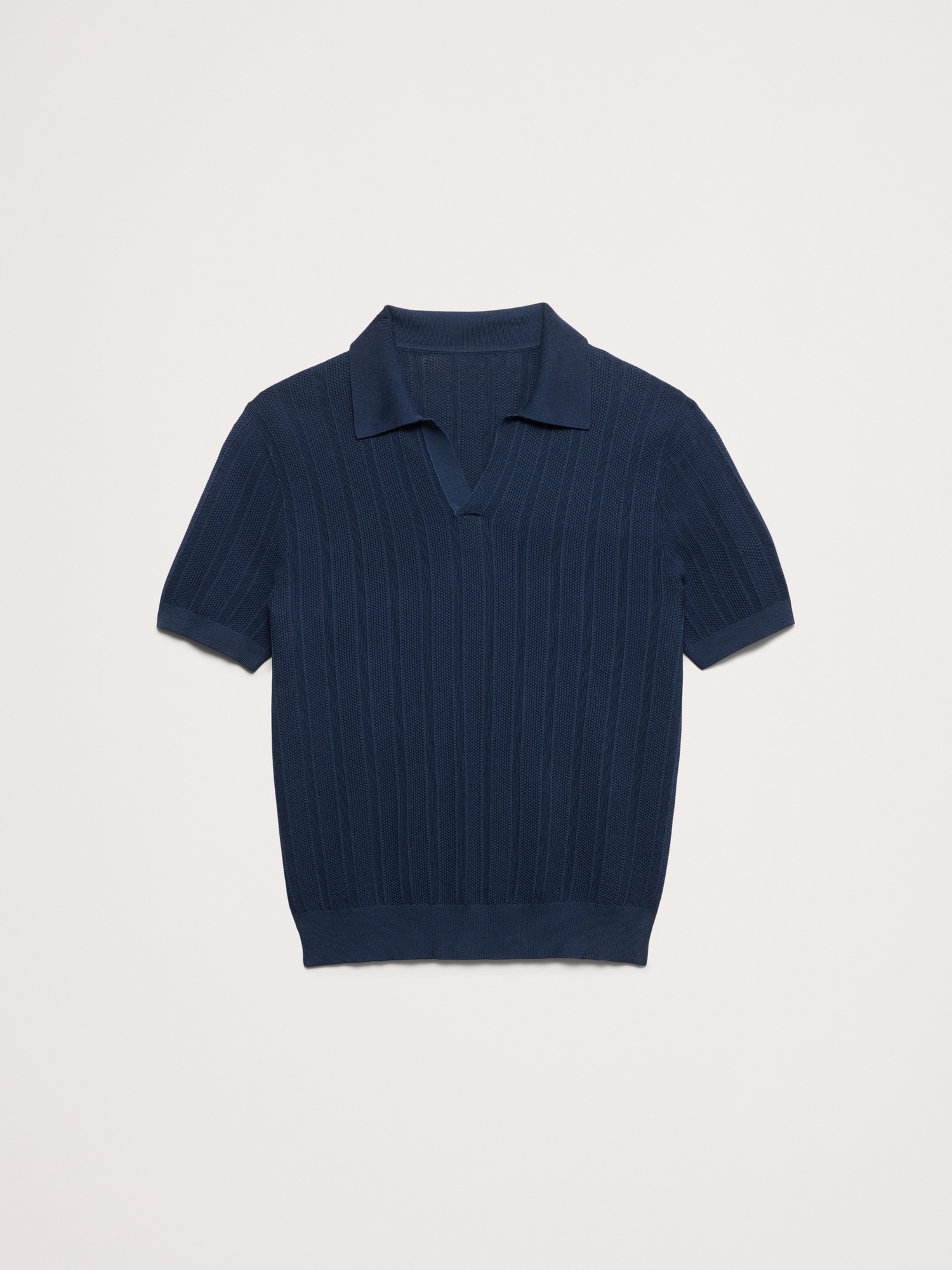 L'image numéro 4 présente Chandail polo en coton texturé à rayures