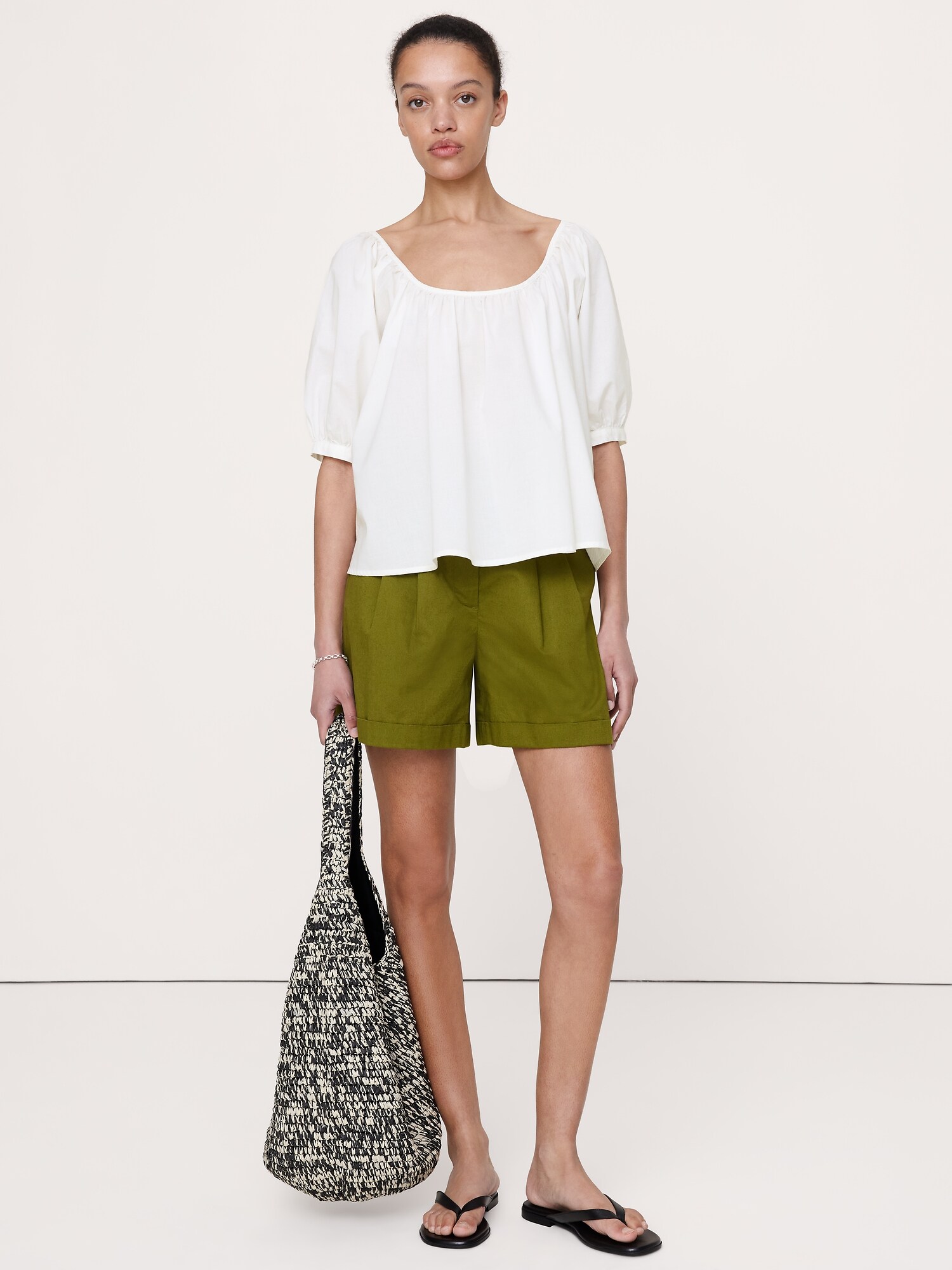 Image number 1 showing, Breezy Cotton Scoop-Neck Top