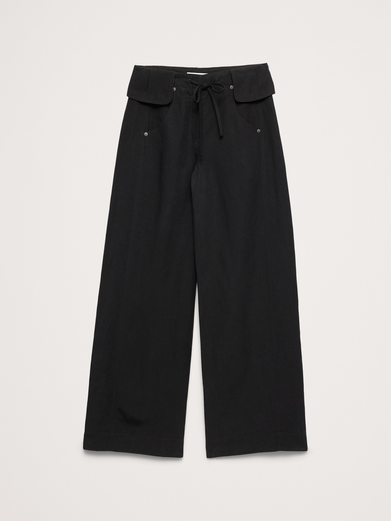 Image number 5 showing, Wide-Leg TENCEL™-Linen Pant with Foldover Waistband
