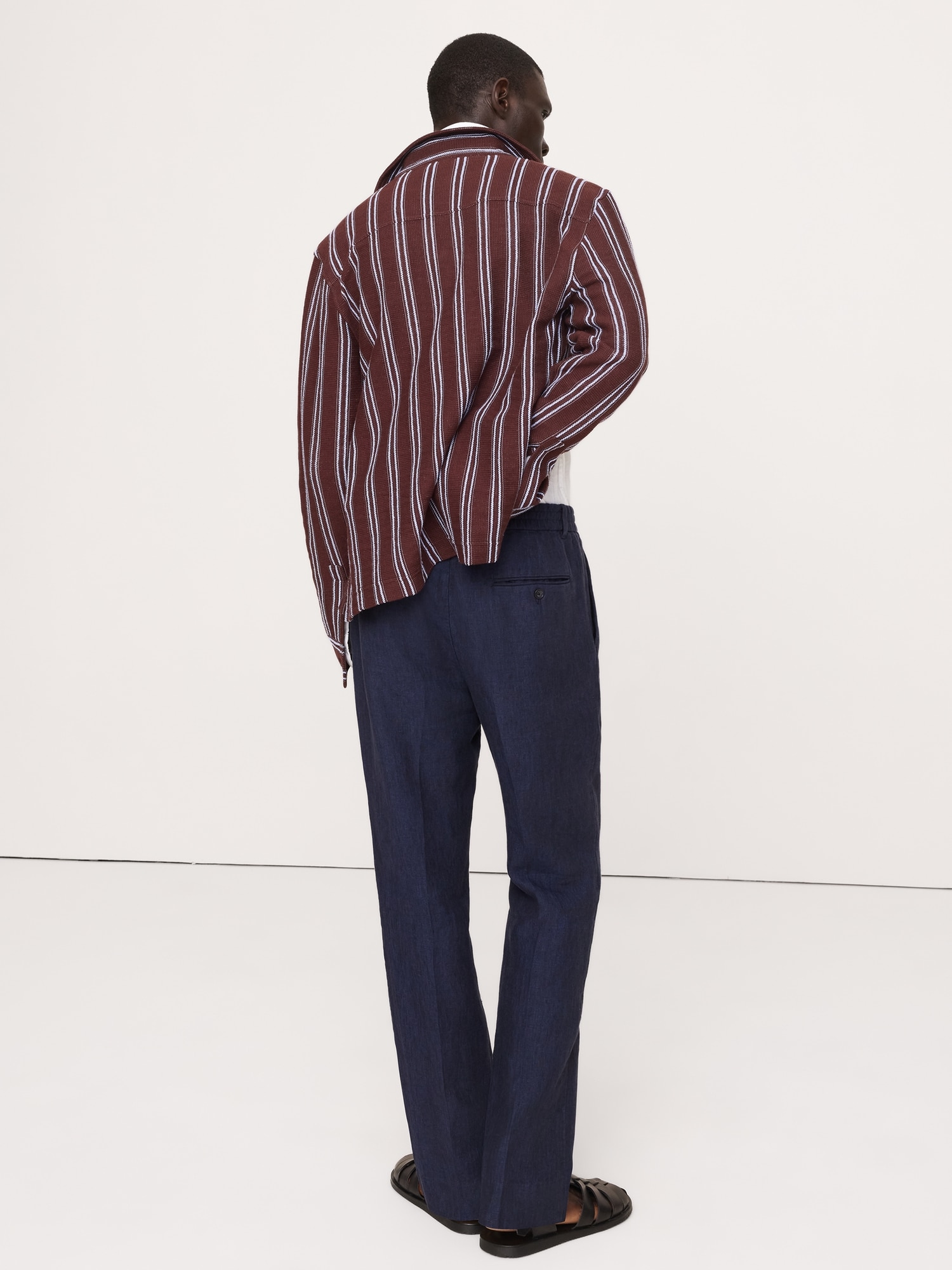 Image number 6 showing, Straight Linen Pull-On Dress Pant
