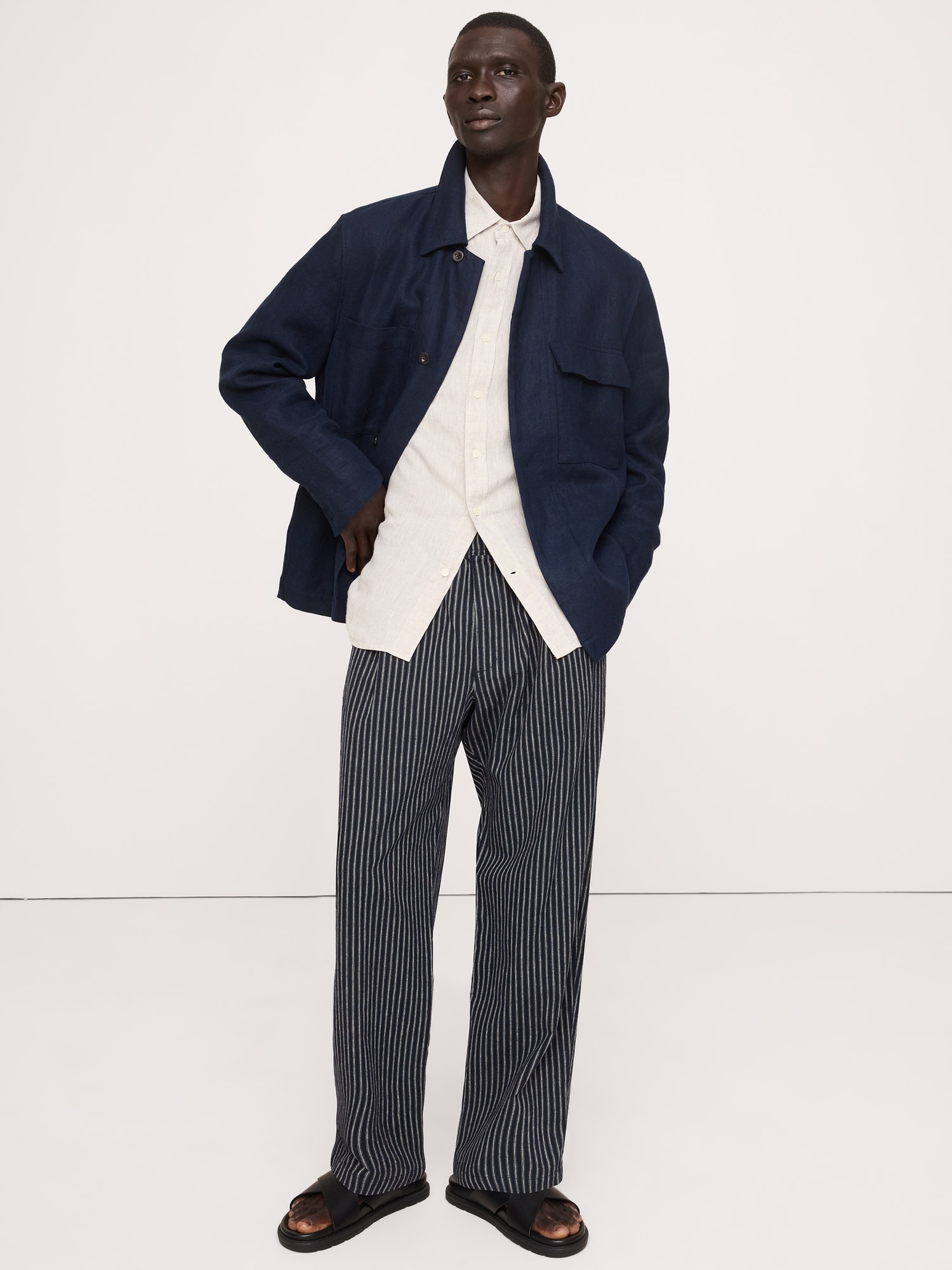 Image number 1 showing, Relaxed Linen-Cotton Pleated Pull-On Pant