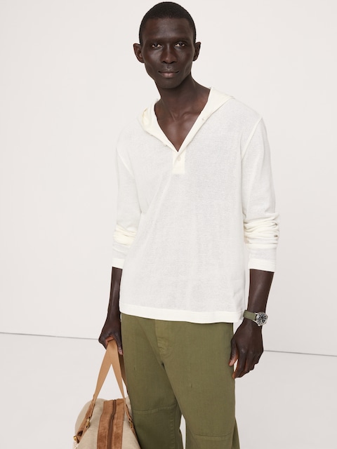 CHANDAIL À CAPUCHON HENLEY EN COTON