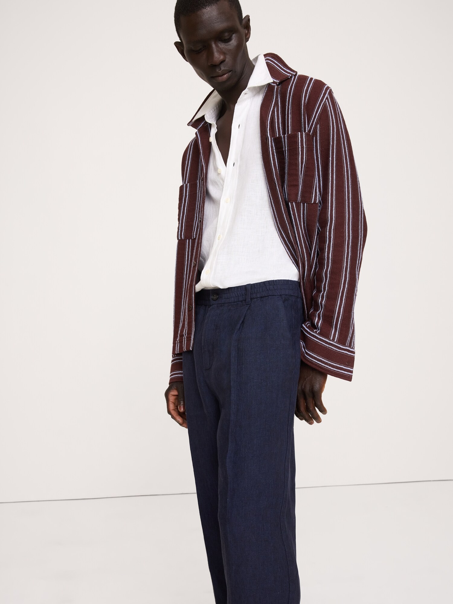 Image number 7 showing, Straight Linen Pull-On Dress Pant