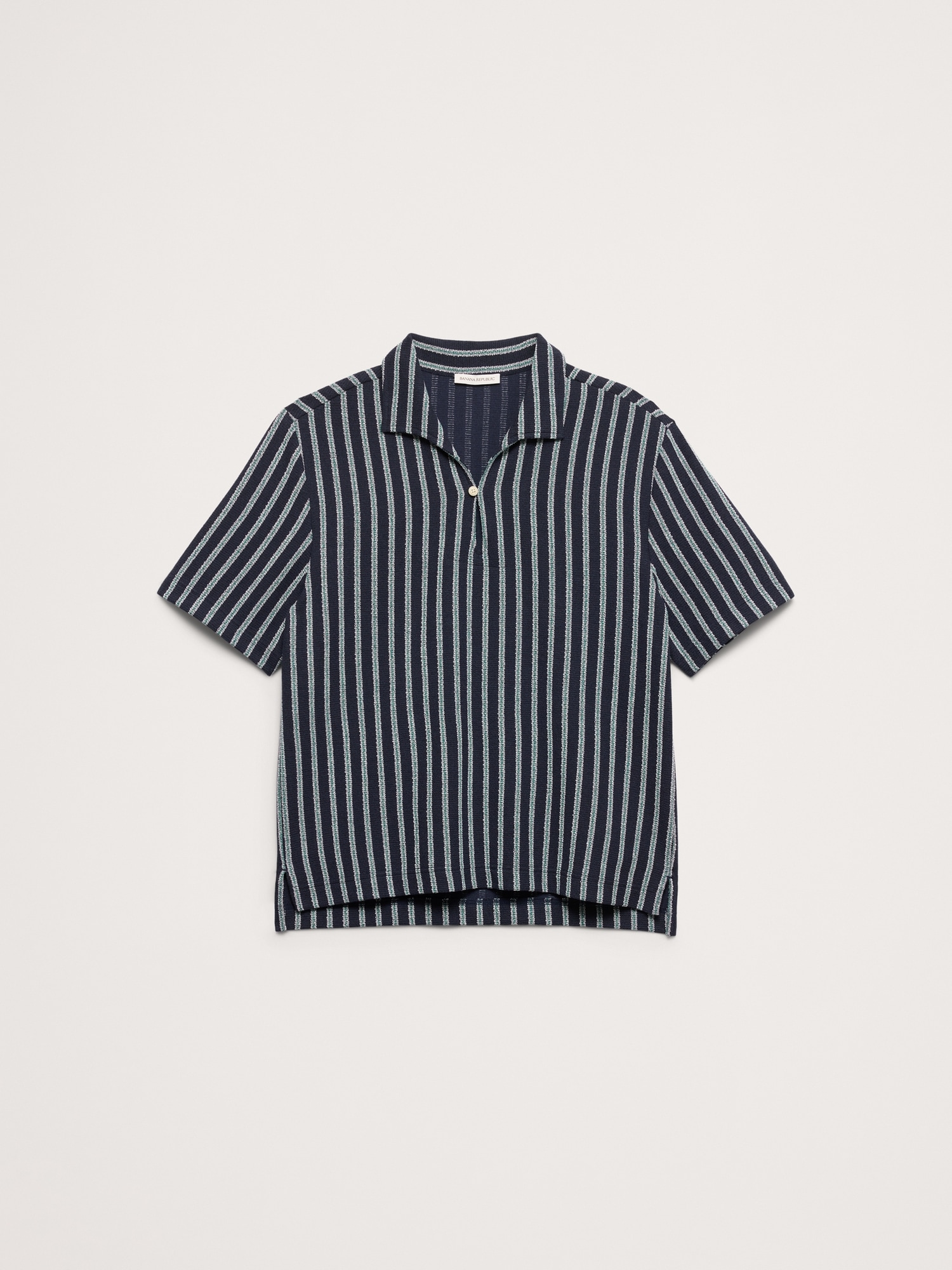 Image number 4 showing, Jacquard Stripe Open Collar Polo