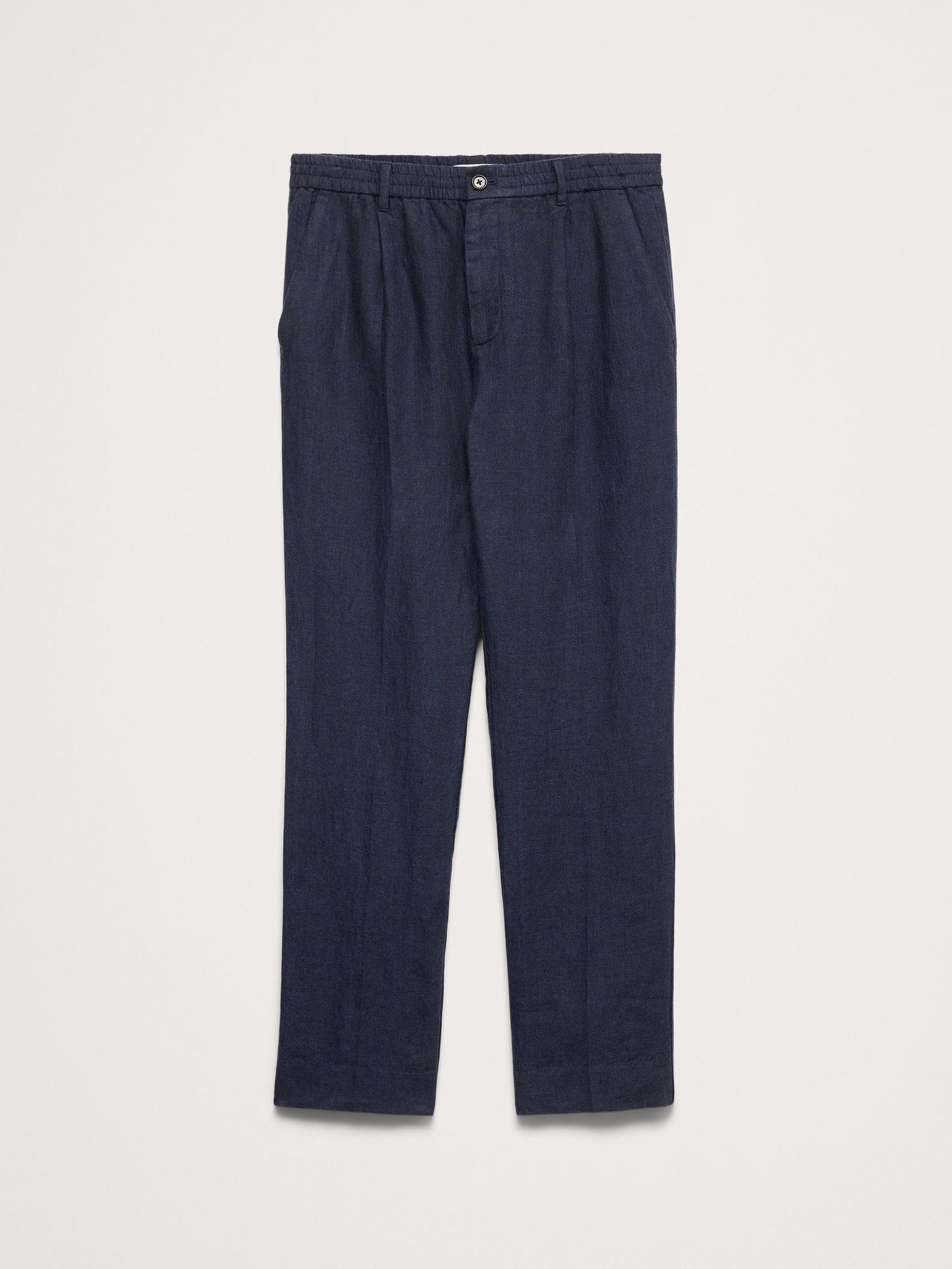 L'image numéro 5 présente Pantalon droit habillé à taille extensible en lin