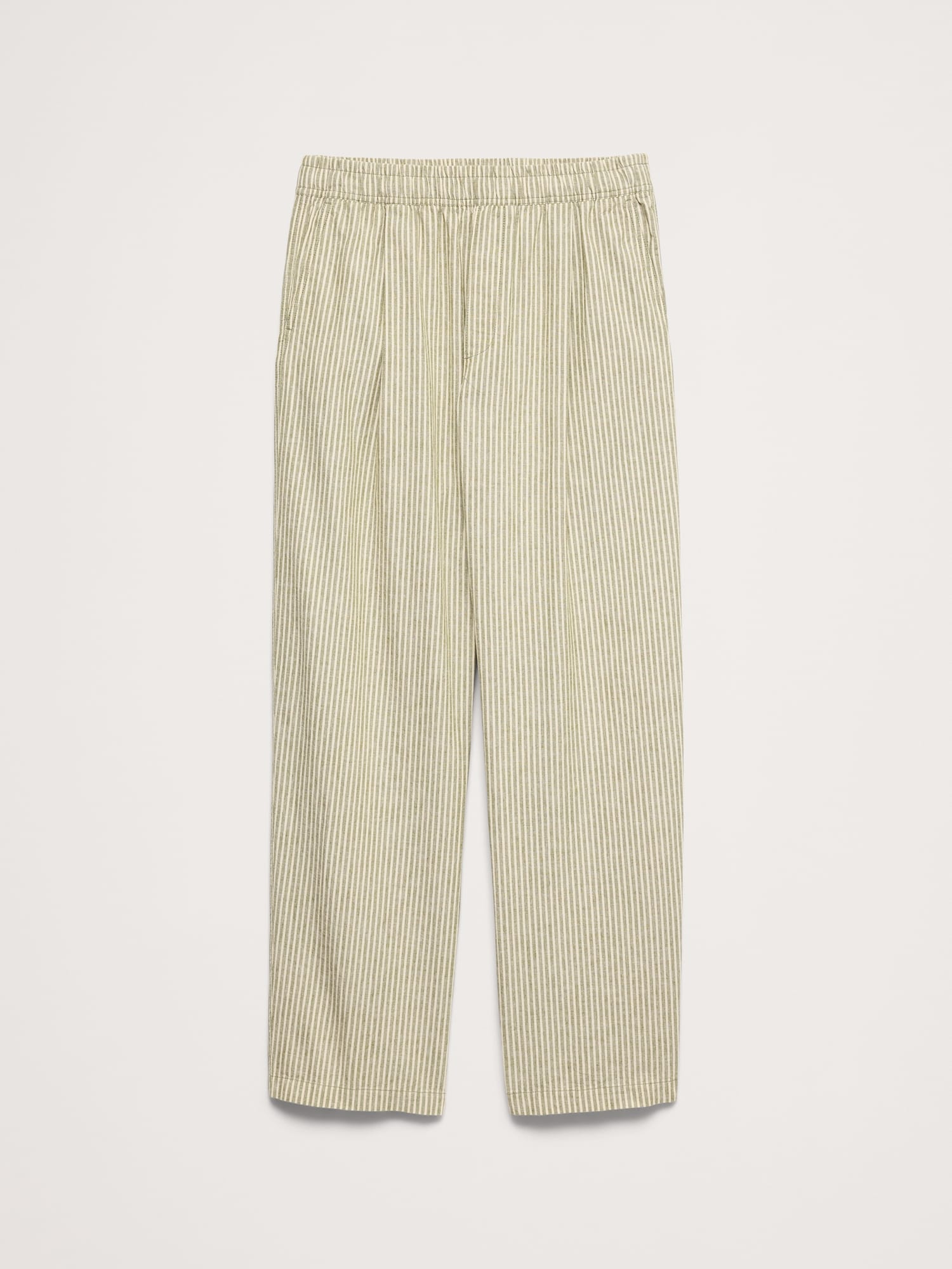 L'image numéro 5 présente Pantalon décontracté à taille extensible en lin et coton à plis