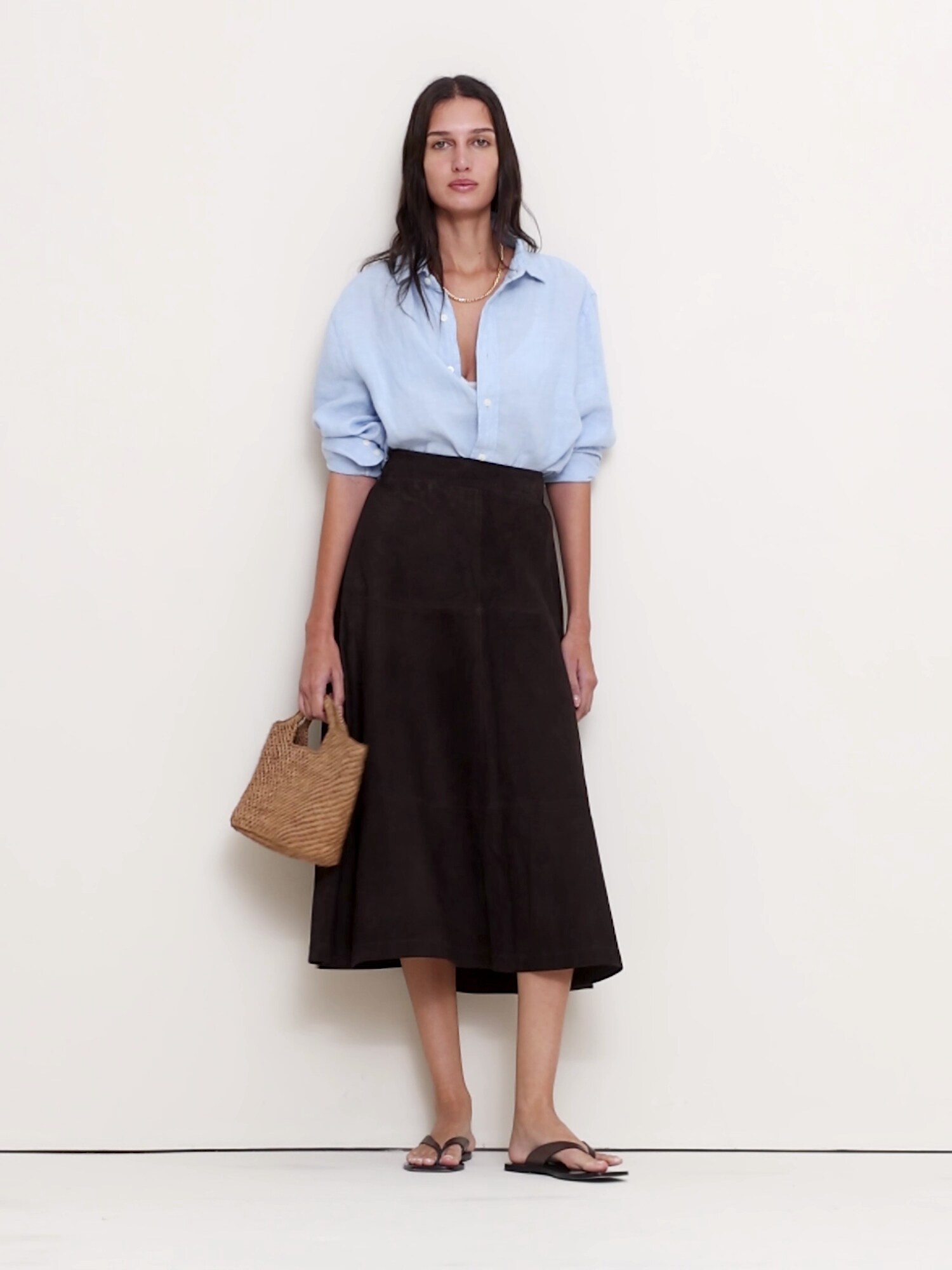 Suede Midi Skirt