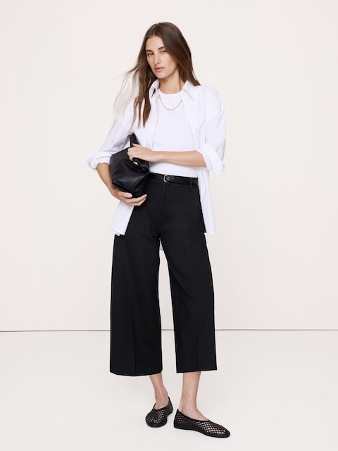 PANTALON GAUCHO À TAILLE HAUTE EN TRICOT POINT DE ROME