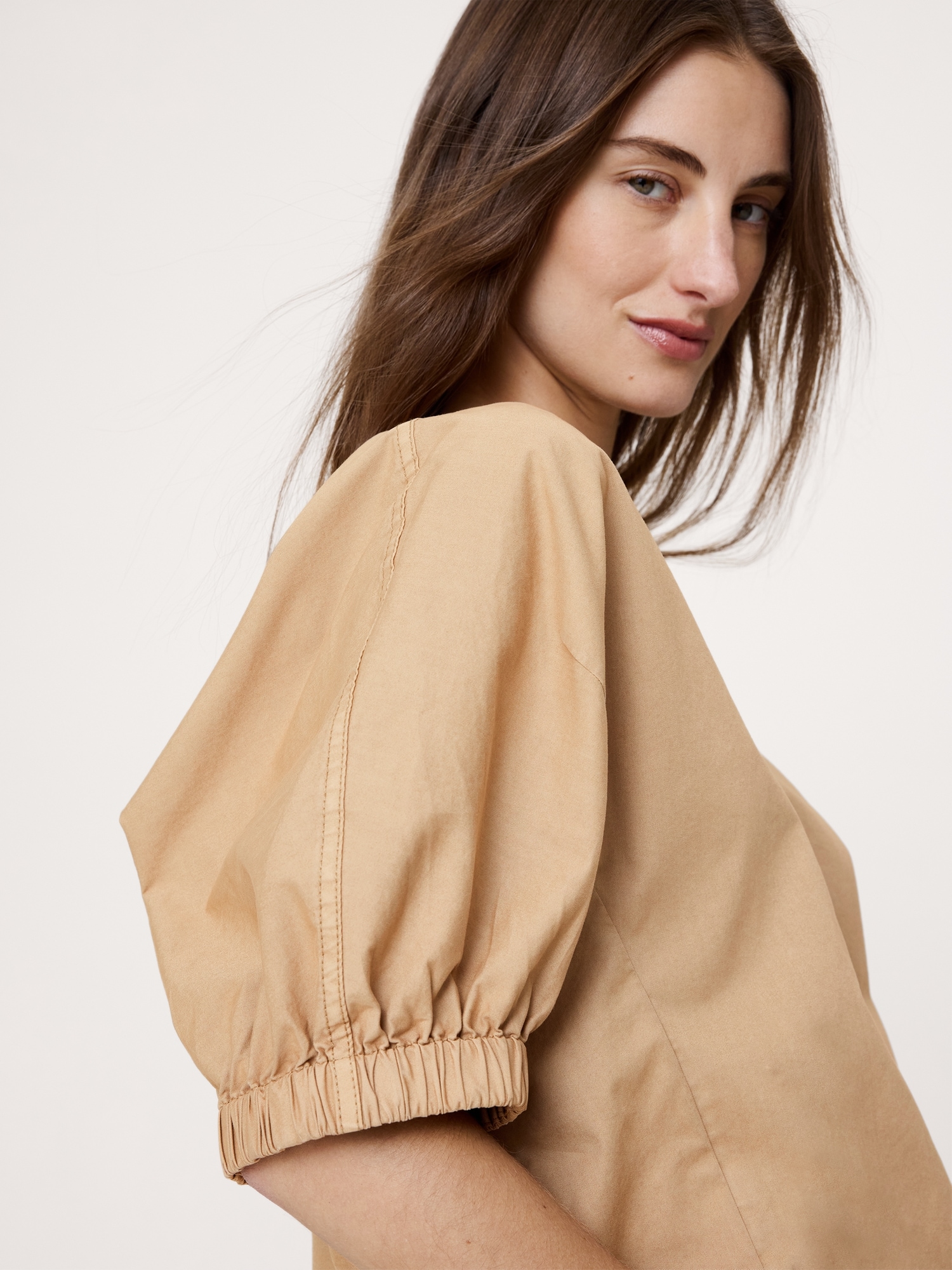 Image number 6 showing, Cotton Twill Puff-Sleeve Top