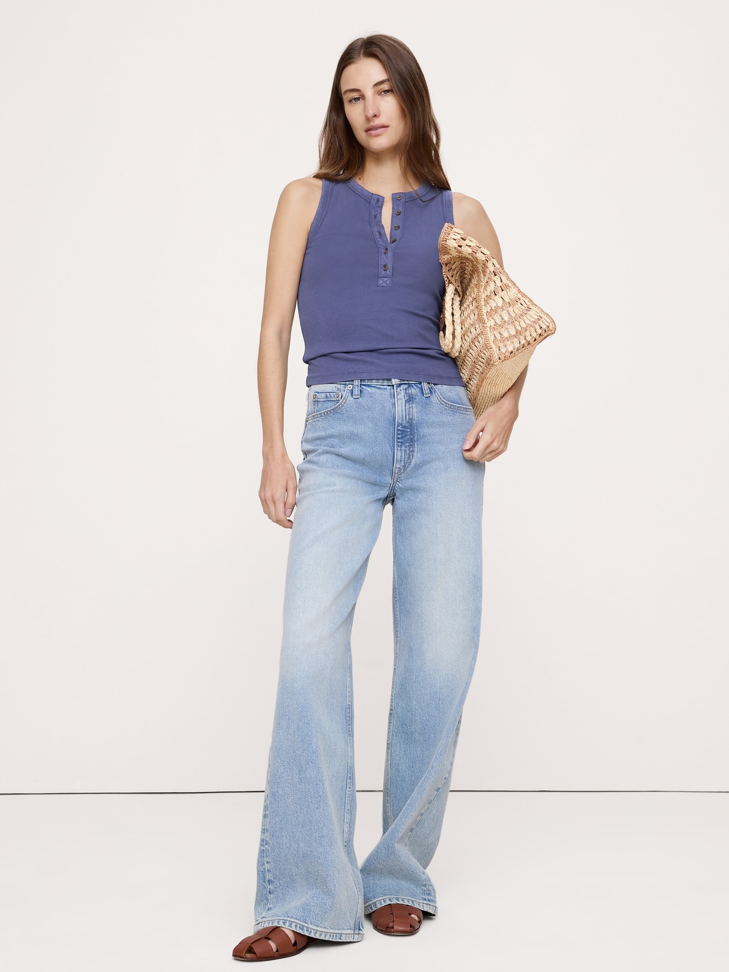 Image number 1 showing, Ribbed Henley Tank