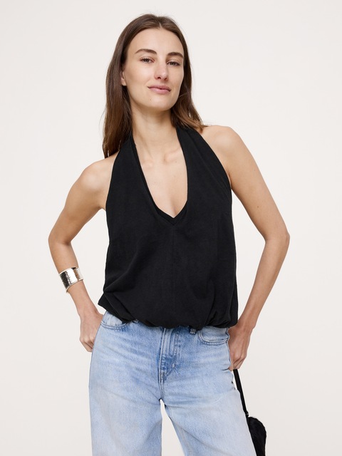 CAMISOLE BAIN DE SOLEIL À OURLET BALLON EN COTON FLAMMÉ