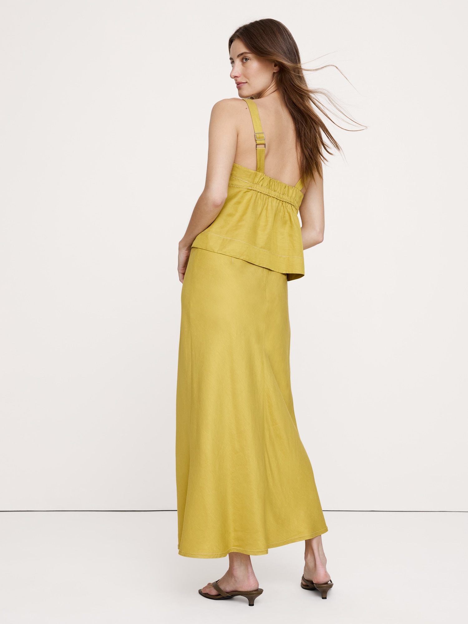 Image number 3 showing, Viscose-Linen Bias-Cut Maxi Skirt