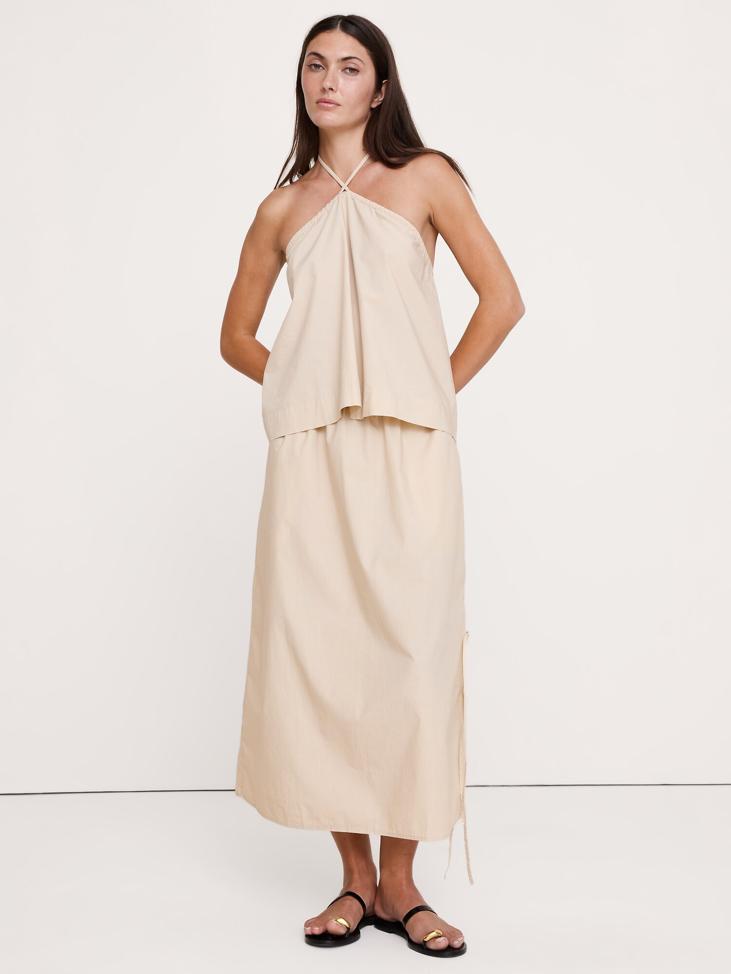 Image number 1 showing, Cotton Poplin Halter Top