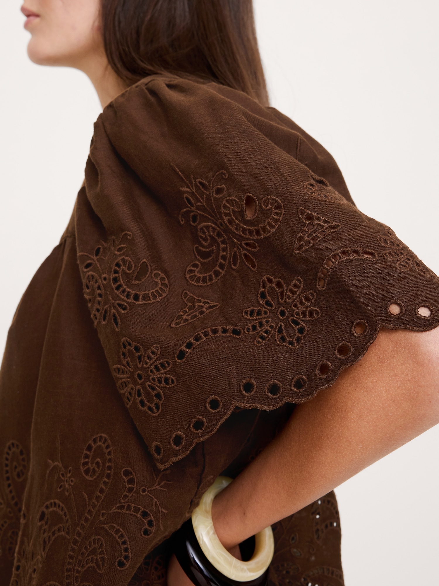 Image number 3 showing, Linen Eyelet Square-Neck Top