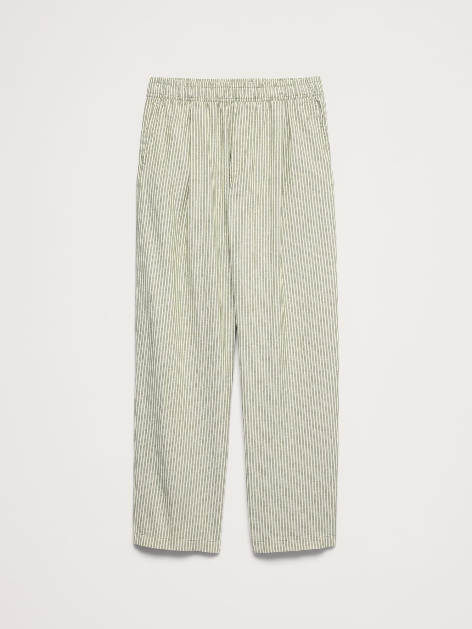Relaxed Linen-Cotton Pleated Pull-On Pant