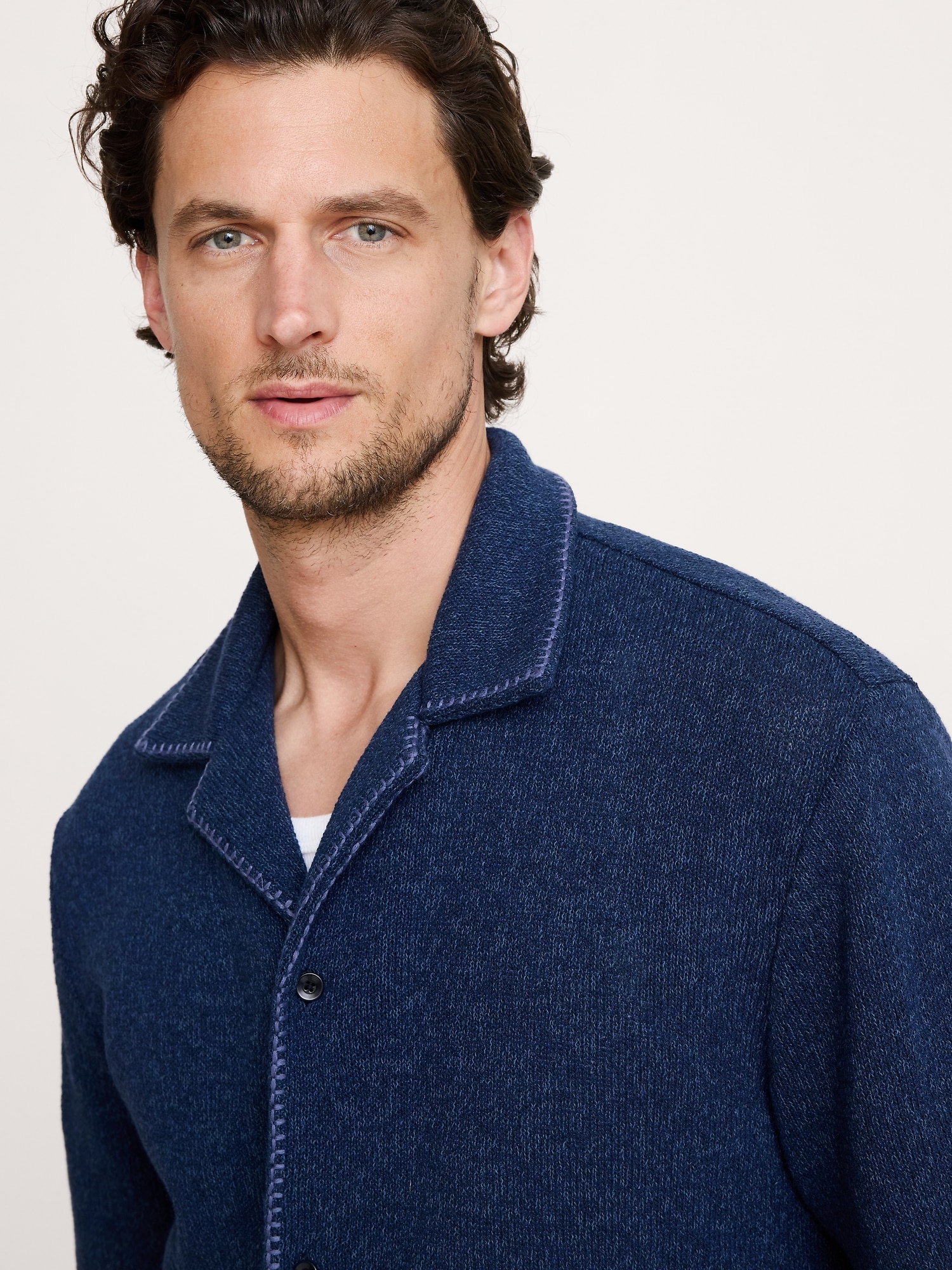 Image number 3 showing, Marled Resort Shirt With Blanket Stitch