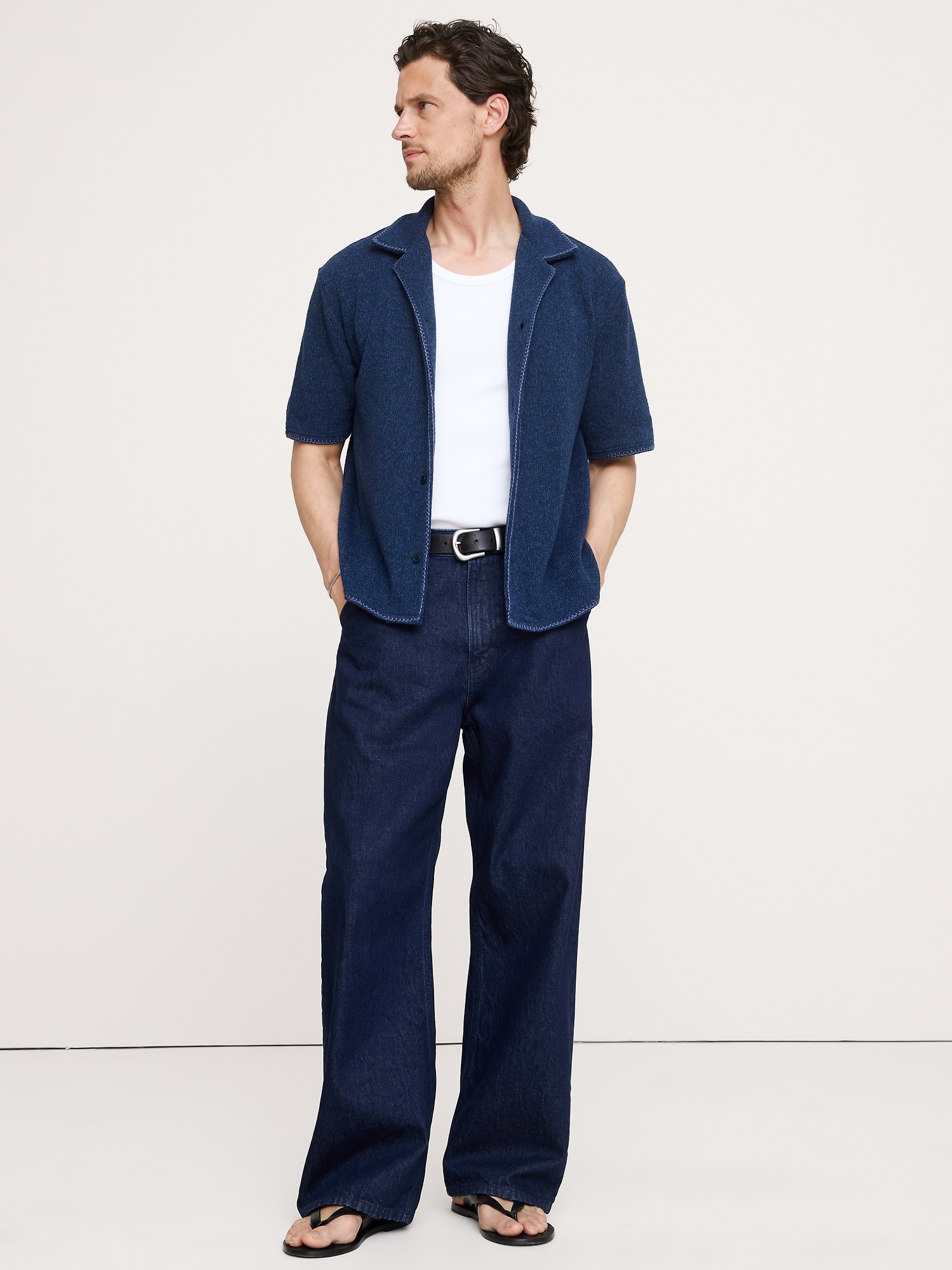 Image number 1 showing, Marled Resort Shirt With Blanket Stitch