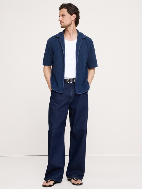 CHEMISE DE VACANCES EN TISSU JASPÉ À POINT DE FESTON