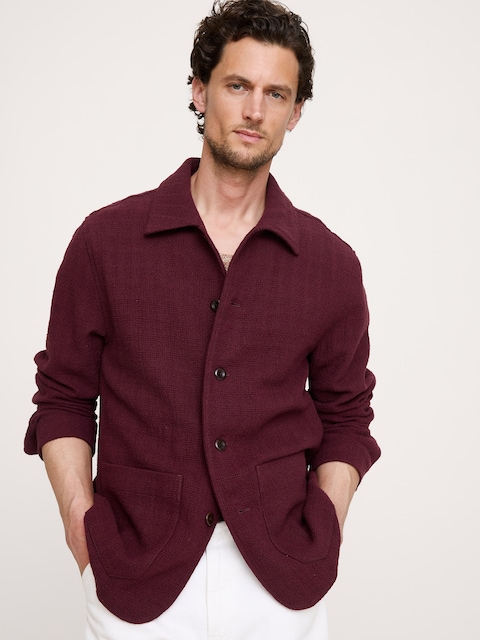 VESTE-CHEMISE EN TISSU À EFFET NATTÉ