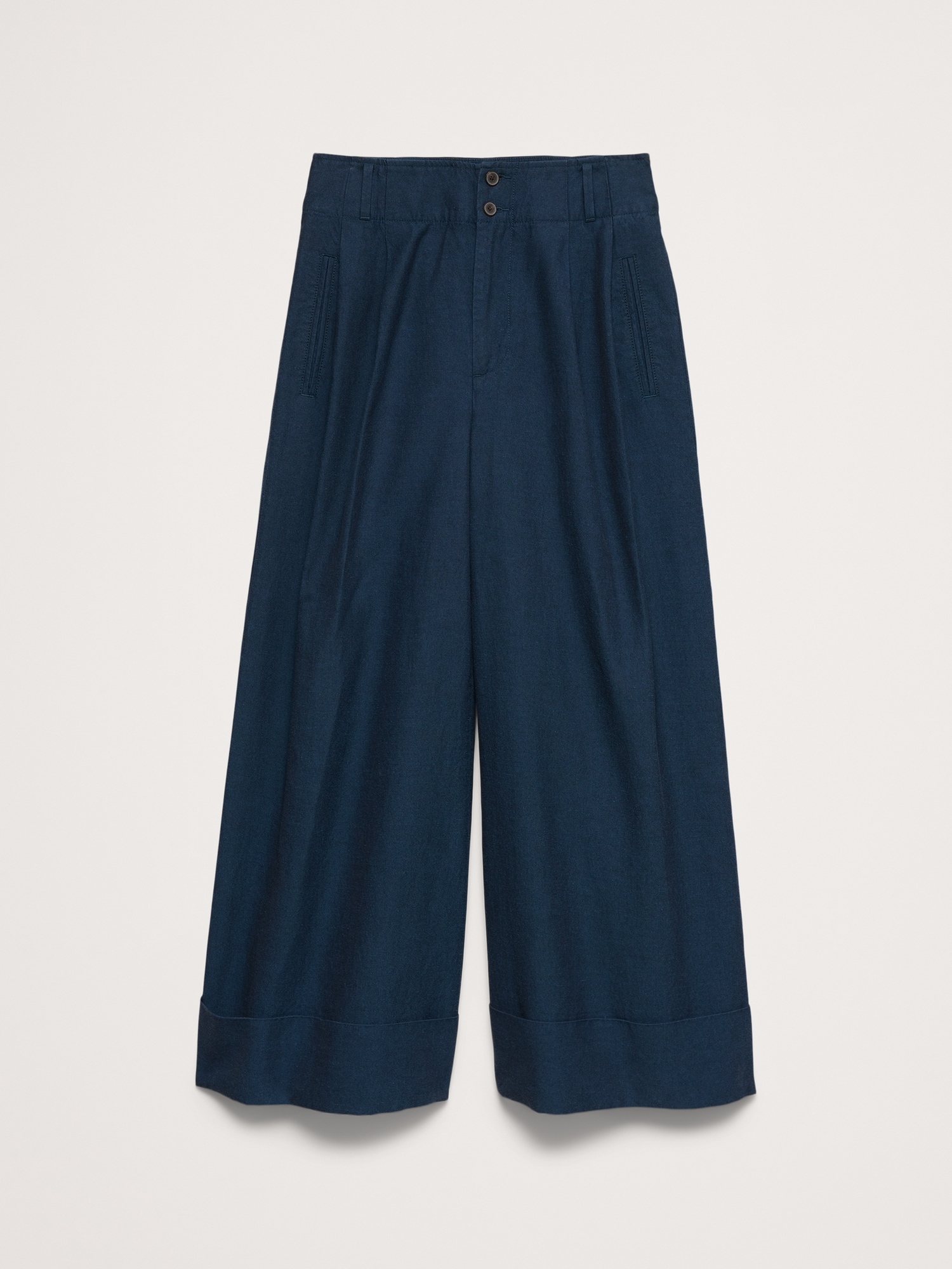 Image number 5 showing, High-Rise Wide-Leg TENCEL™-Cotton-Linen Cropped Pant