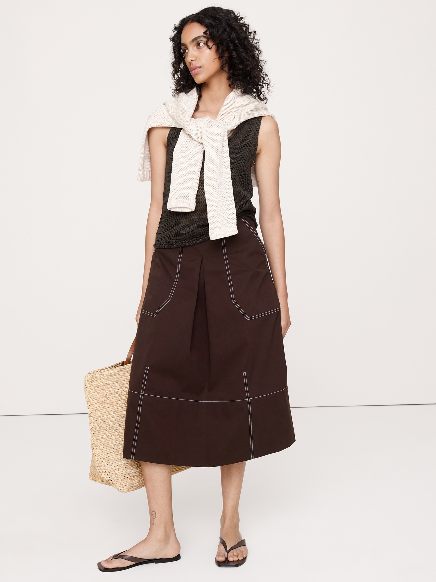 Image number 1 showing, Barrel Midi Skirt