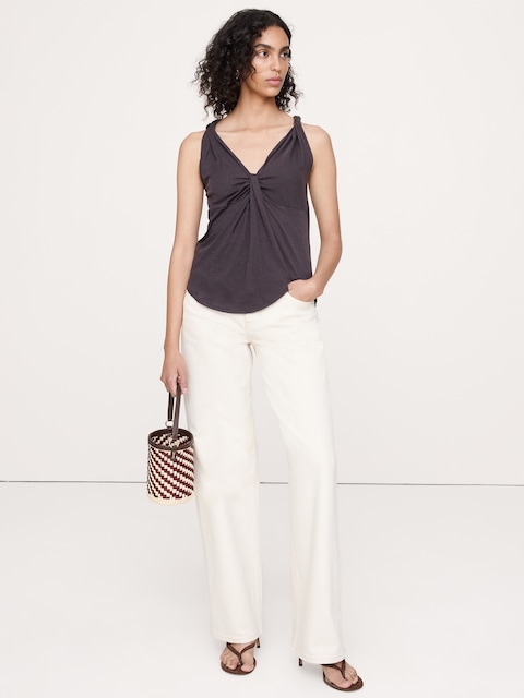 CAMISOLE TORSADÉE EN COTON ET EN SOIE
