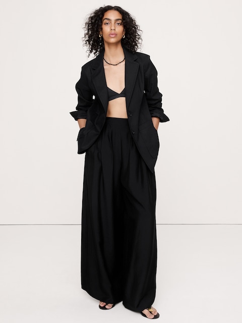 BLAZER DÉCONTRACTÉ EN LIN ET VISCOSE EXTENSIBLE