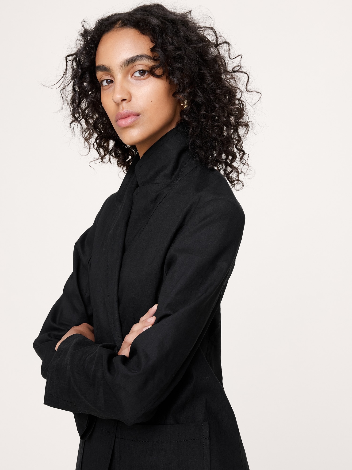 Relaxed Stretch Linen-Viscose Blazer