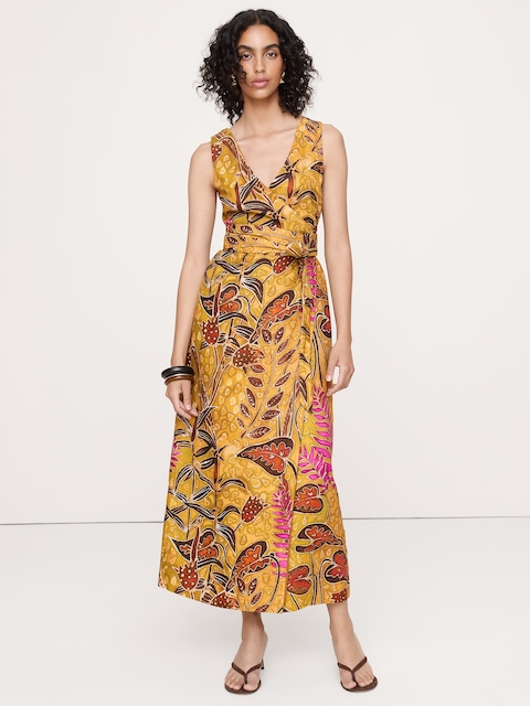 ROBE LONGUE EN LIN À DOS CROISÉ