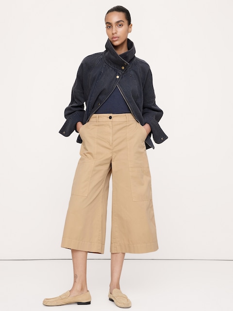 PANTALON GAUCHO EN SERGÉ DE COTON