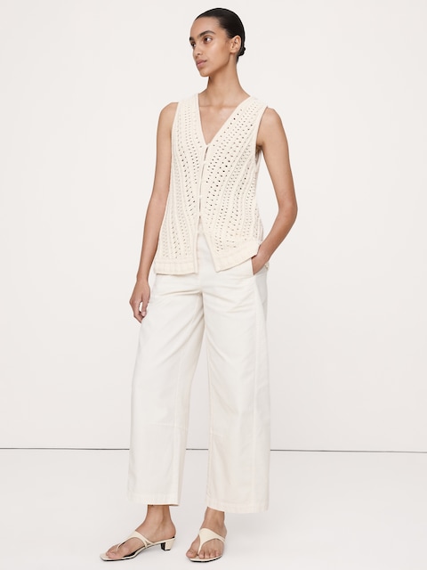 GILET EN TRICOT DE COTON CROCHETÉ