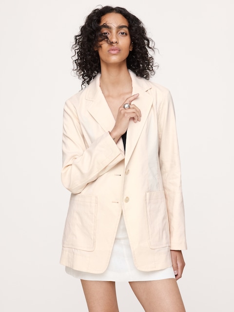 BLAZER DÉCONTRACTÉ EN LIN ET VISCOSE EXTENSIBLE
