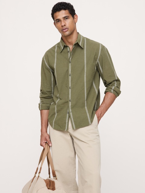 CHEMISE DÉCONTRACTÉE À DÉTAILS NOPÉS EN COTON ET LIN