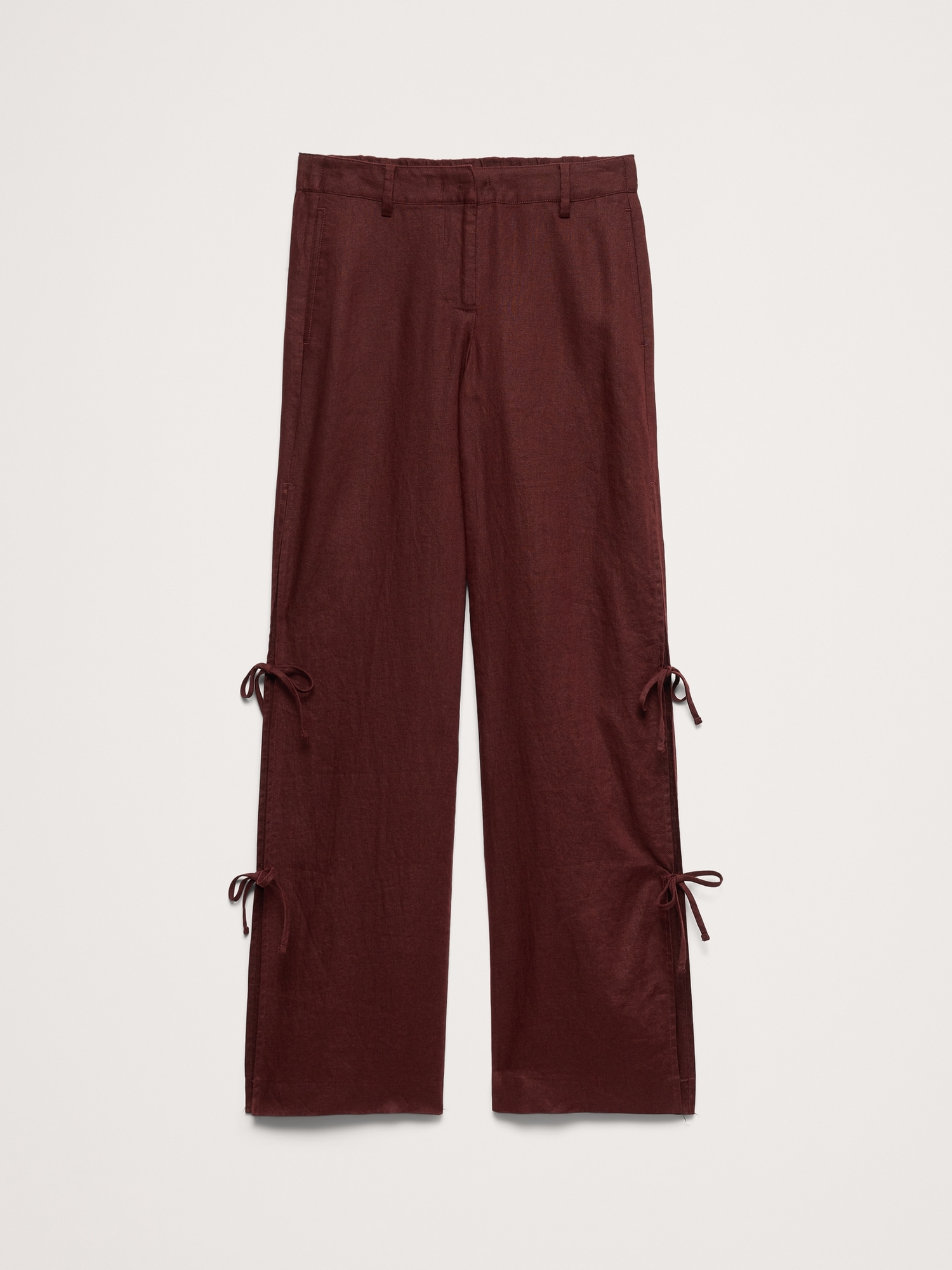 L'image numéro 5 présente Pantalon en lin à jambe large et noué sur le côté The Studio