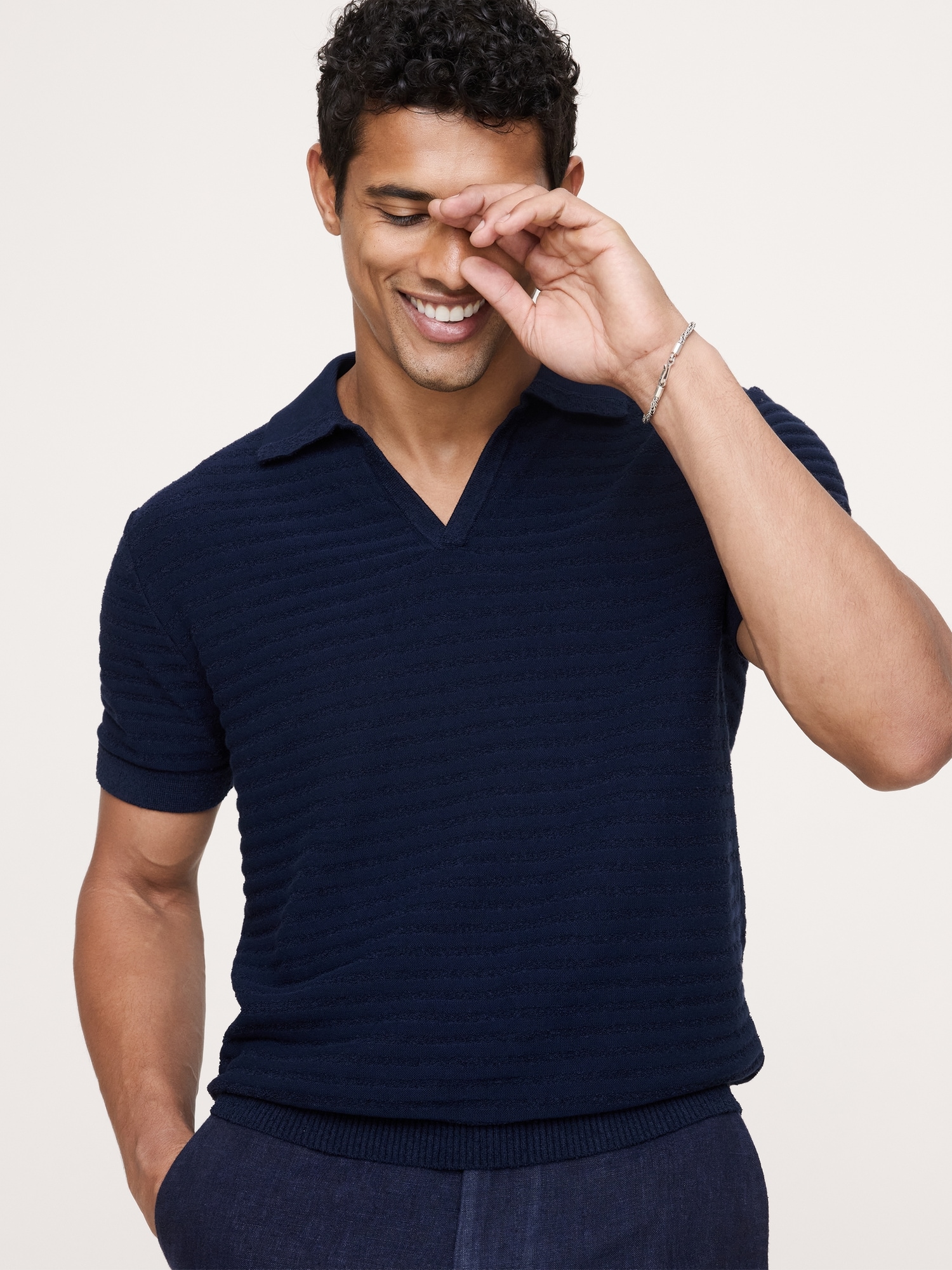 Image number 1 showing, Texture Stripe Sweater Polo