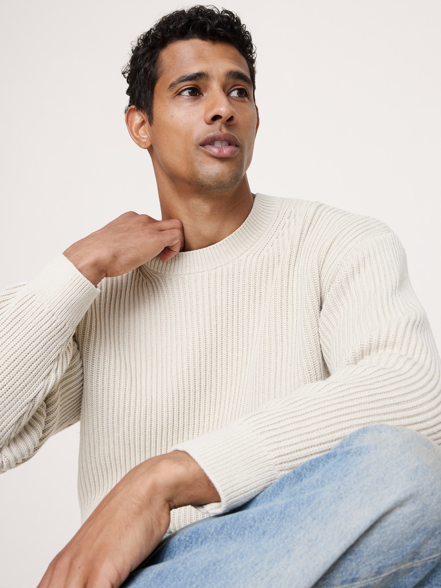 Ribbed Cotton Crew-Neck Sweater