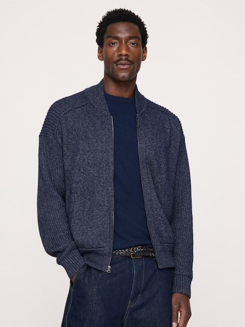 BLOUSON D'AVIATEUR EN TRICOT DE COTON