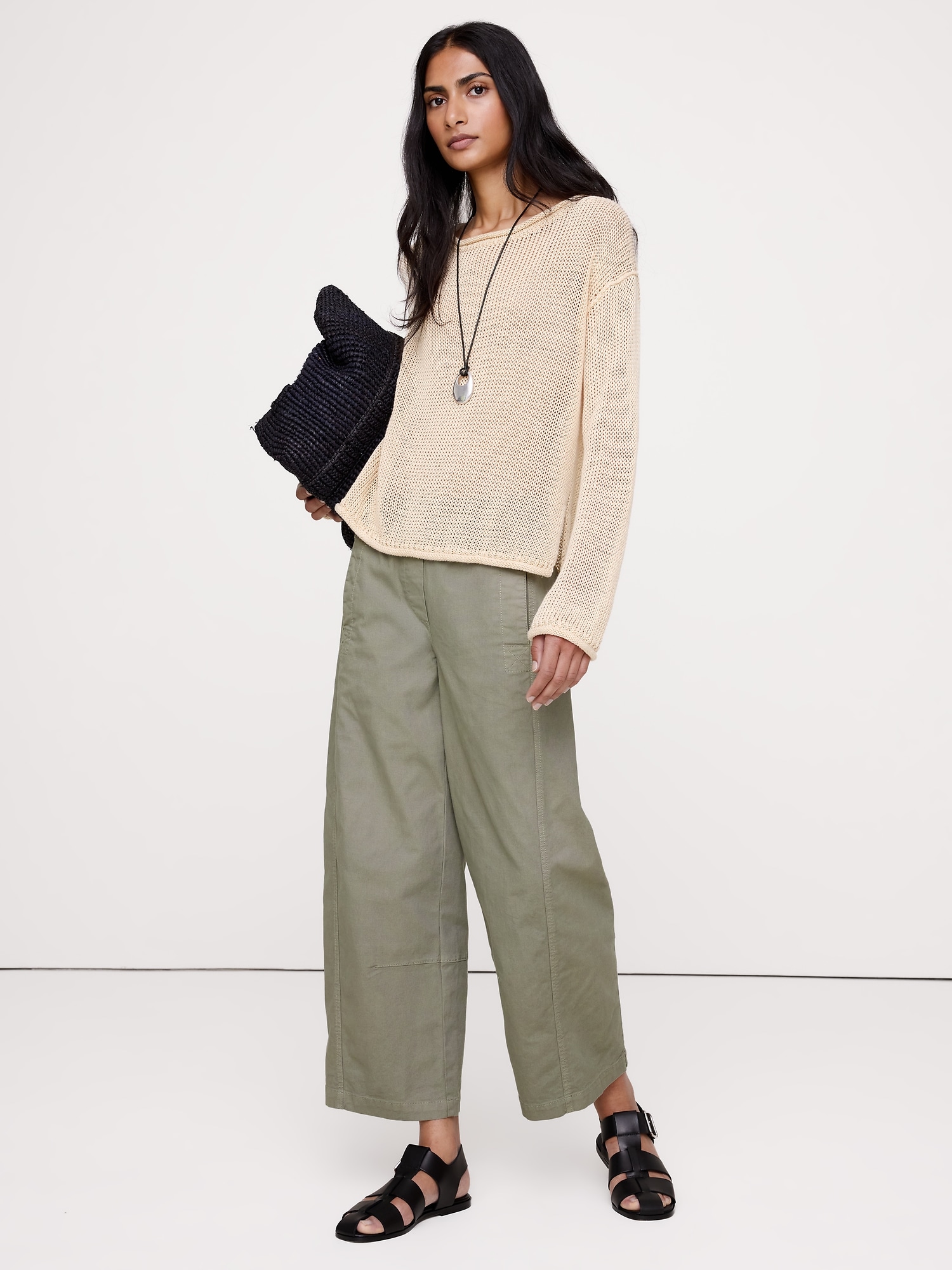 L'image numéro 1 présente Pantalon de peintre décontracté à taille mi-basse extensible