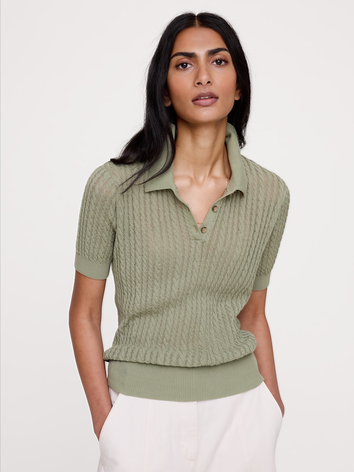 L'image numéro 1 présente Polo en tricot froissé