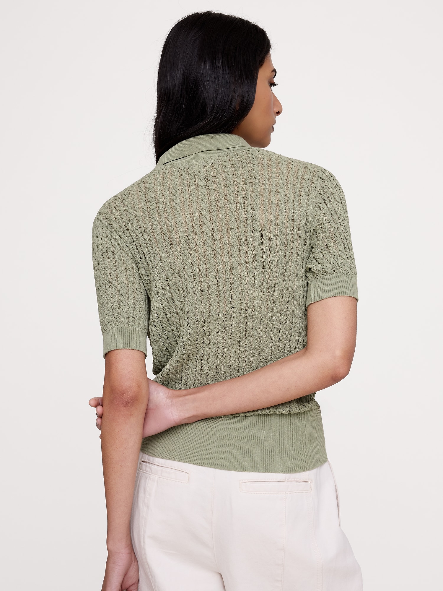 L'image numéro 2 présente Polo en tricot froissé